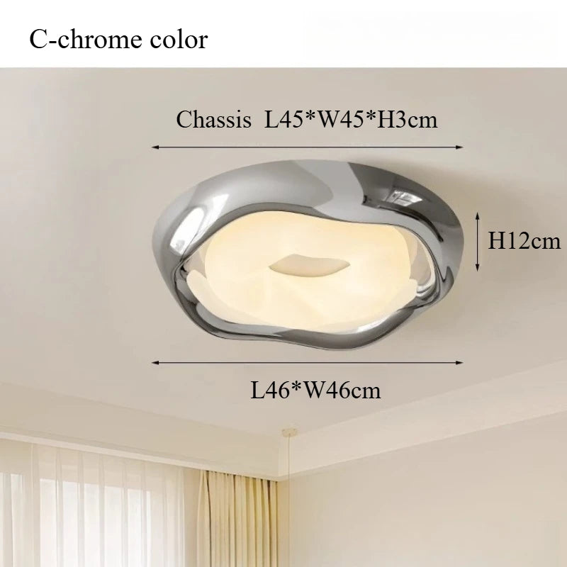 Ceiling light fixture with dimensions labeled on a neutral background