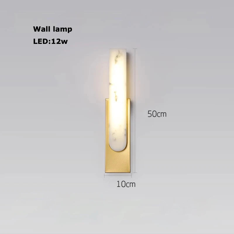Wall lamp with dimensions and LED power rating on a gray background