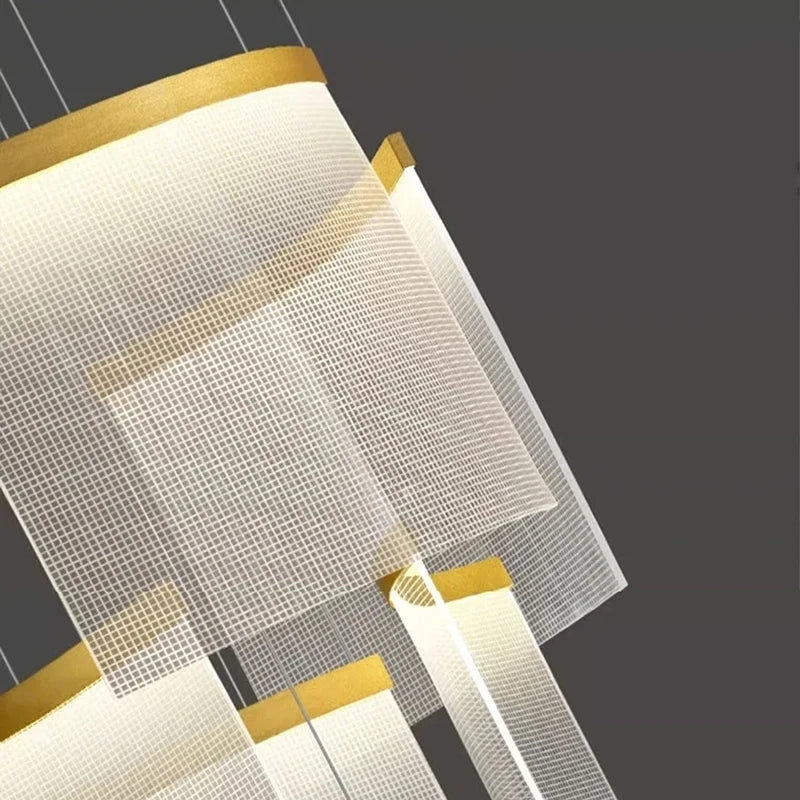 Close-up of a white fly screen with gold trim on a dark background