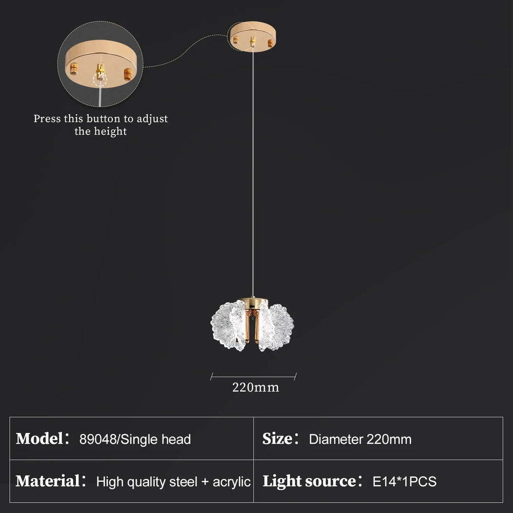 Chandelier with adjustable height feature on a black background
