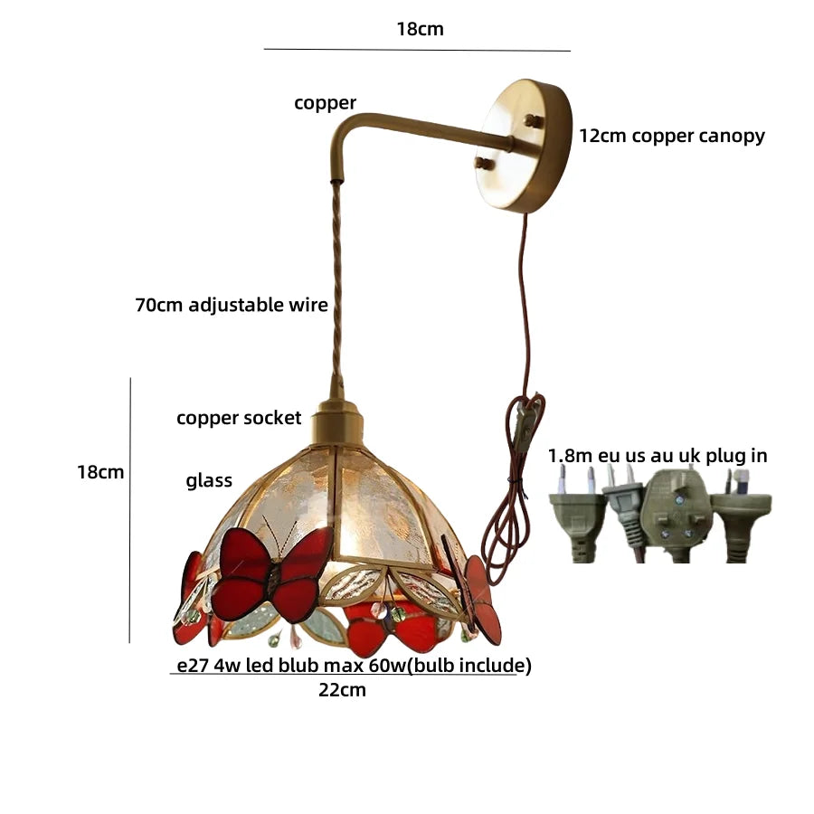 Pendant light with measurements and components on a white background