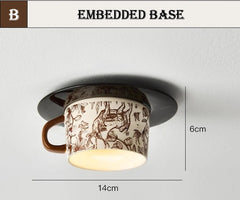 Ceramic Rose Bud Flush Mount Ceiling Light with Frosted Bell Shades