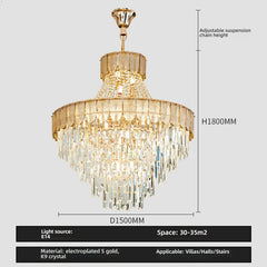 Gold Tiered Crystal Cascading Pendant Light with Blue Accents