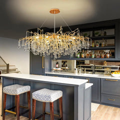 Modern Branch Crystal Chandelier with Teardrop Accents