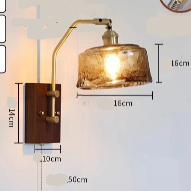 Wall-mounted lamp with dimensions labeled on a light gray background
