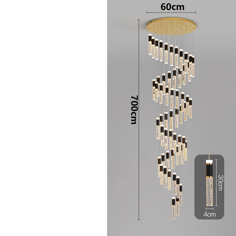 Chandelier with dimensions indicated on a gray background