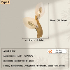 Gold Metal Leaf Wall Sconce with Frosted Glass Bell Shade Lighting