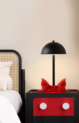 Dome Shade Bow Accent Table Lamp with LED Light - White & Pink