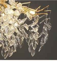 Crystal Branch Chandelier Gold and Silver Leaf Crystal Pendant Light