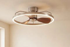Brushed Nickel Ring Ceiling Fan Light Modern LED Chandelier