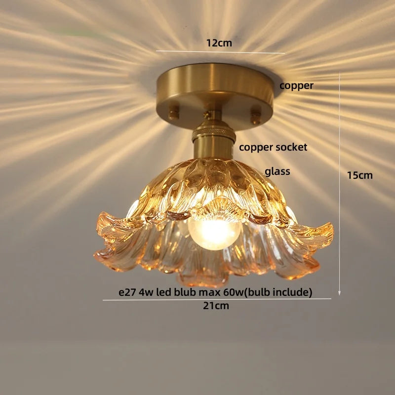 Ceiling light fixture with measurements on a neutral background