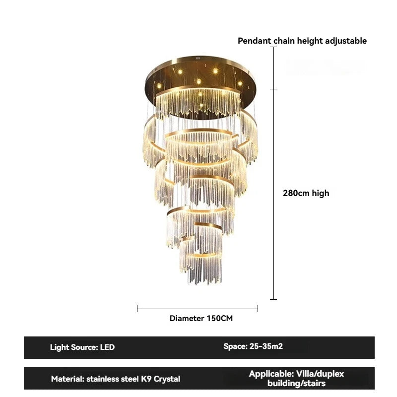 Chandelier with dimensions and specifications on a white background