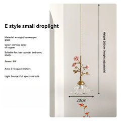 Gold Metal Chandelier with Rose Bud Accents and Frosted Glass Shades