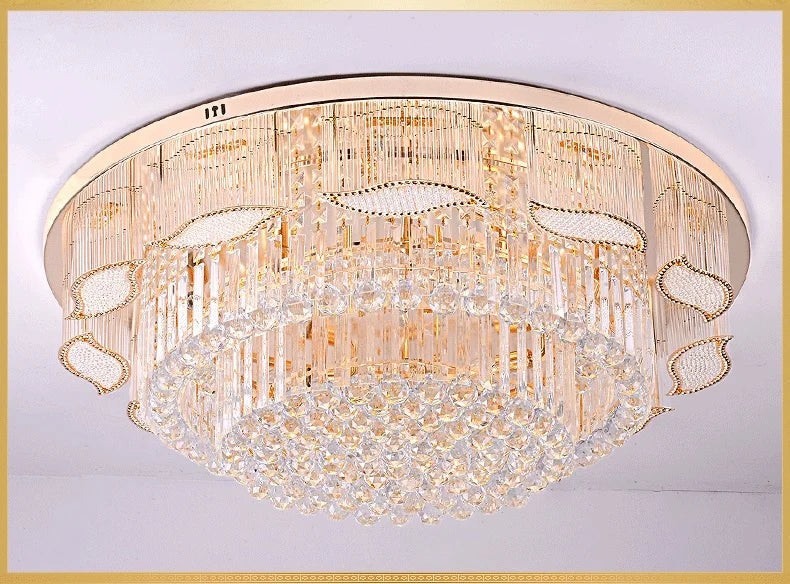 Ceiling light fixture with crystal details on a white background