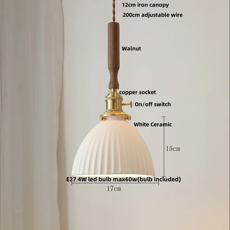 Pendant light with labeled components on a neutral background