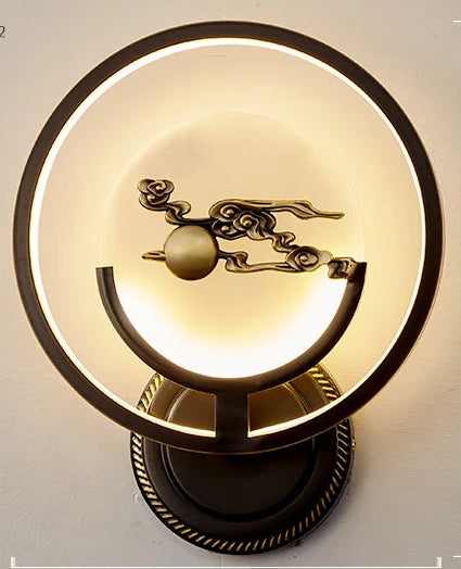 Wall lamp with decorative design on a gray background