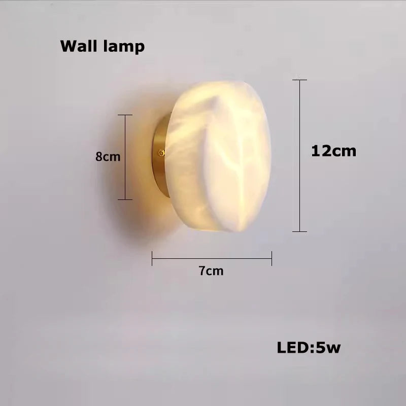 Wall lamp with dimensions and LED power rating on a gray background