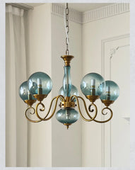 Gold Swirl Globe Pendant Light with Pink Glass Shades