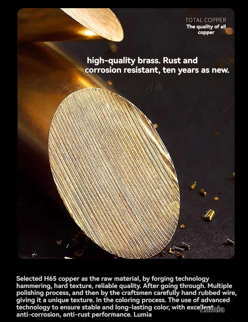 High-quality brass sample with text on a dark background