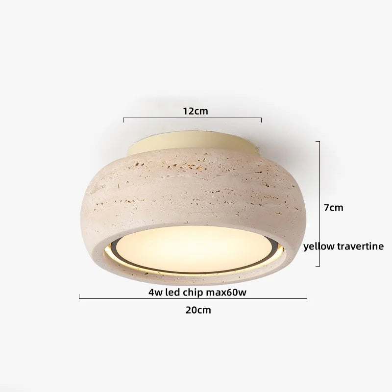 Ceiling light fixture with dimensions labeled on a white background