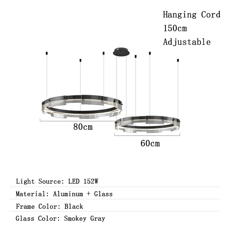 Measurement chart of a pendant light with dimensions and specifications.