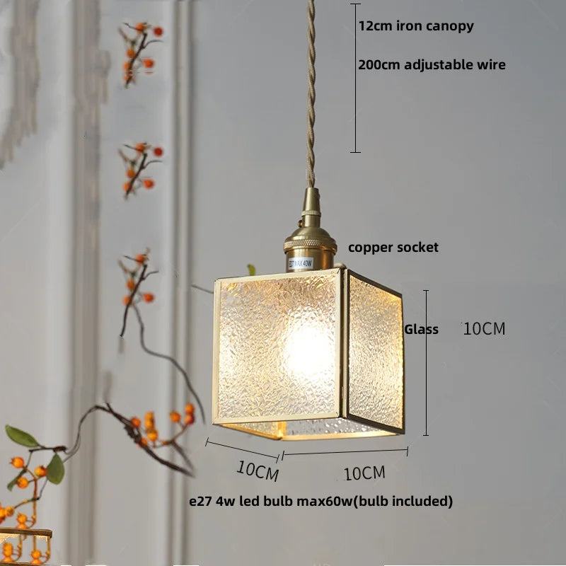 Pendant light with dimensions and bulb information labeled