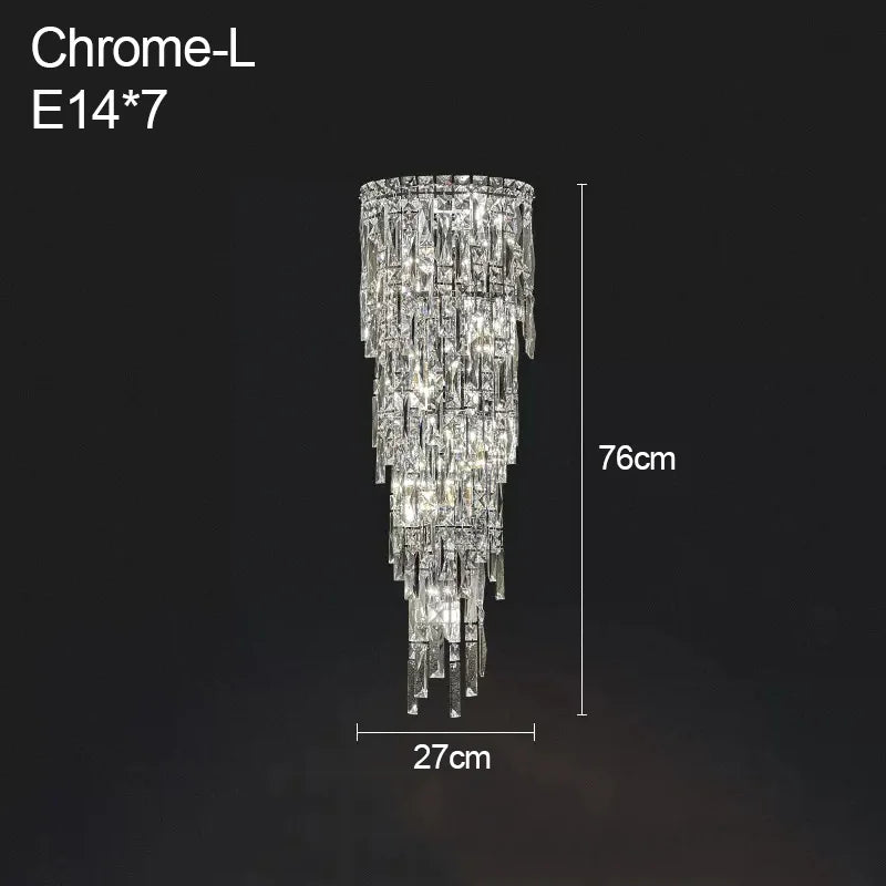 Chandelier with dimensions labeled on a black background
