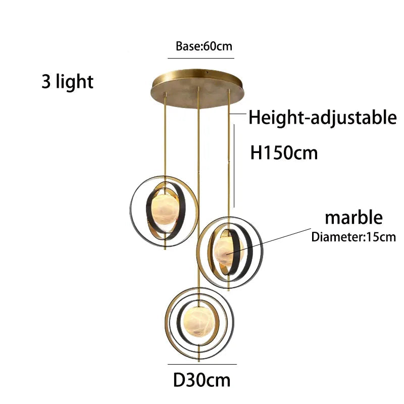 Chandelier with labeled features on a white background.