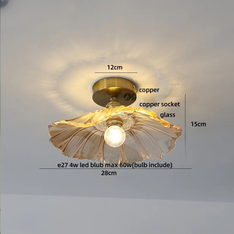 Ceiling light fixture with measurements on a plain background