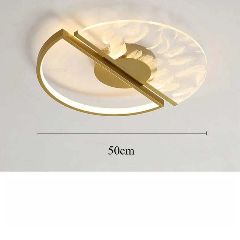 Ceiling light fixture with gold frame and white diffuser on a plain background, labeled '50cm'.