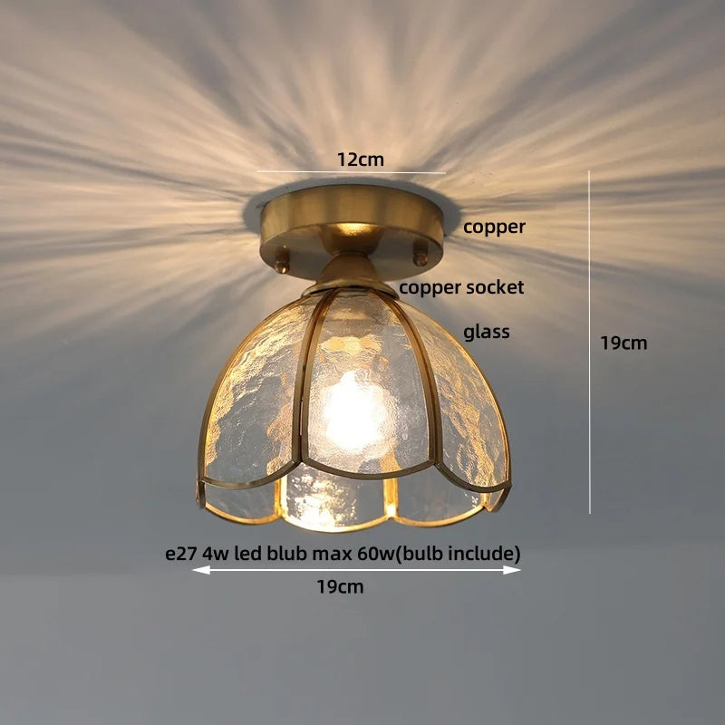 Ceiling light fixture with measurements on a neutral background