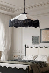 Fabric Fringe Pendant Light White Black Art Deco Style