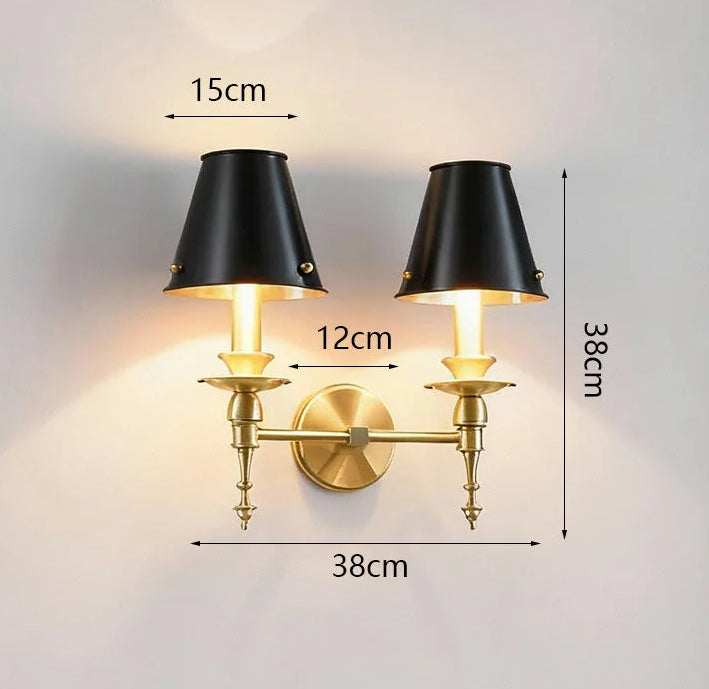 Wall lamp with dimensions labeled on a plain background