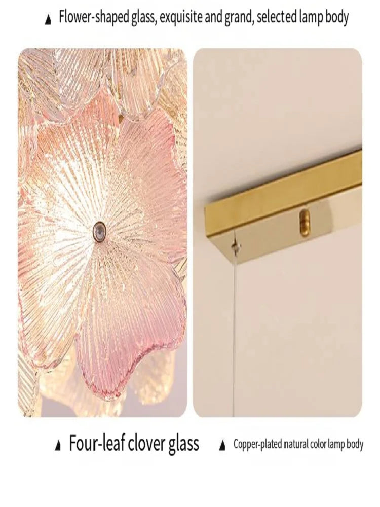 Decorative wall light with flower-shaped glass and copper-plated body on a white background.