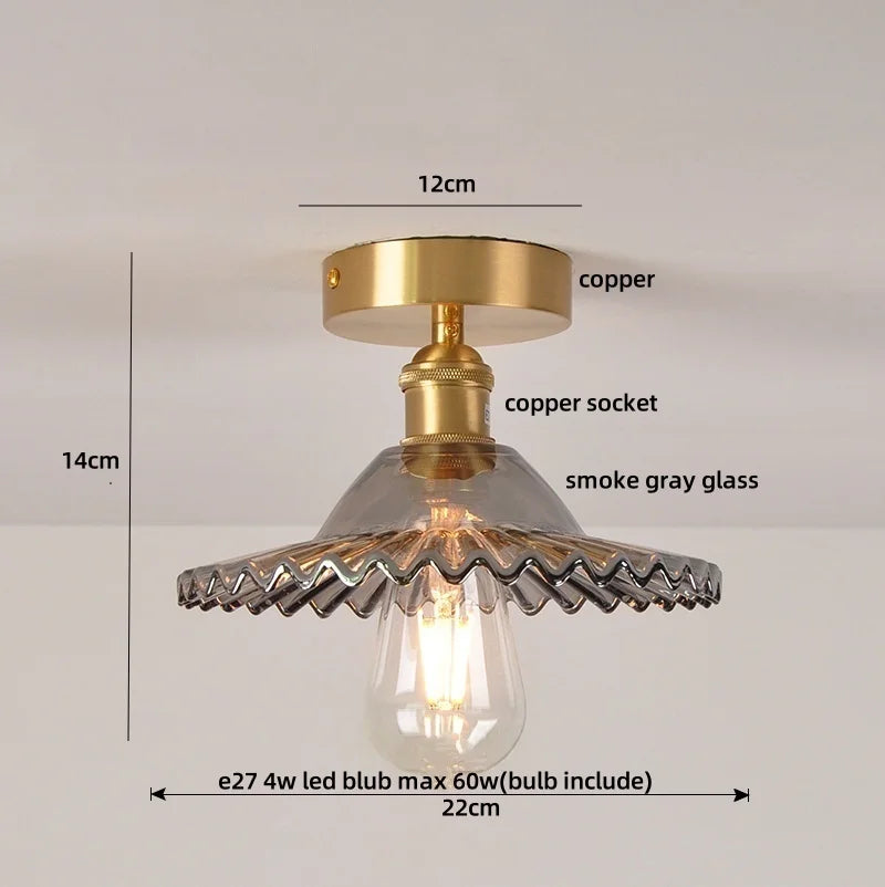Ceiling light fixture with measurements and details on a neutral background