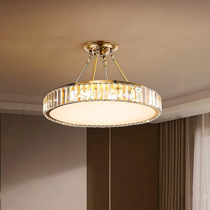 Chandelier with crystal accents hanging from a ceiling