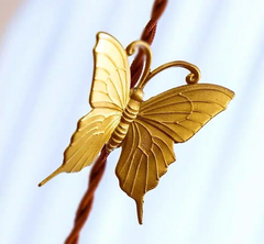 Gold Butterfly Glass Pendant Light with Multi-Color Scalloped Shade