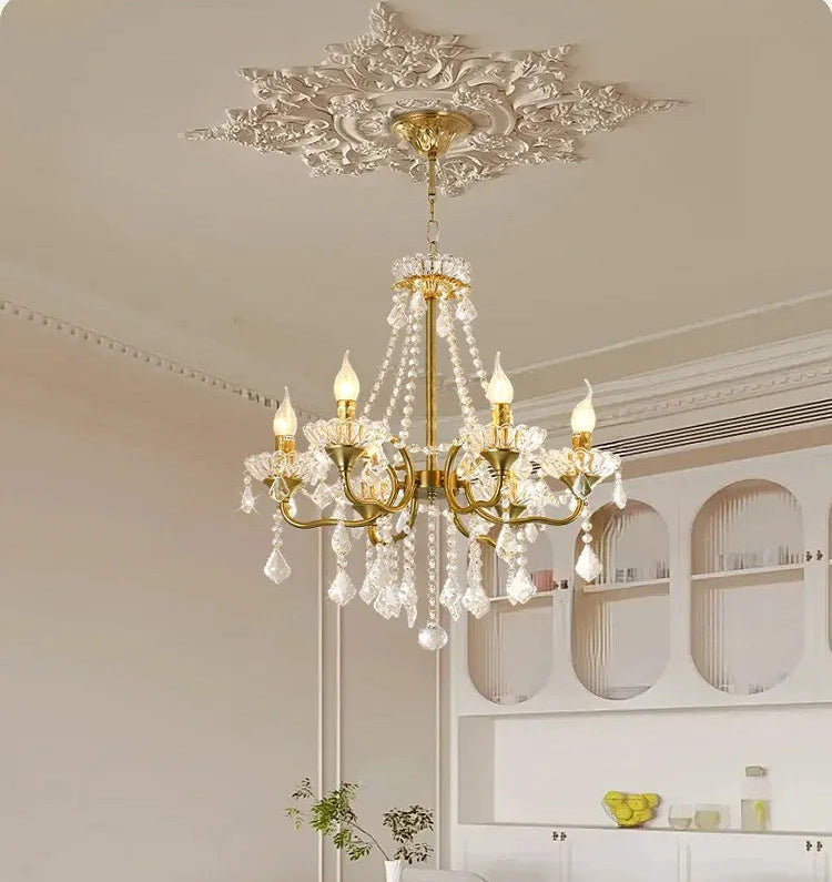 Chandelier in a modern kitchen with 'Radiant' branding