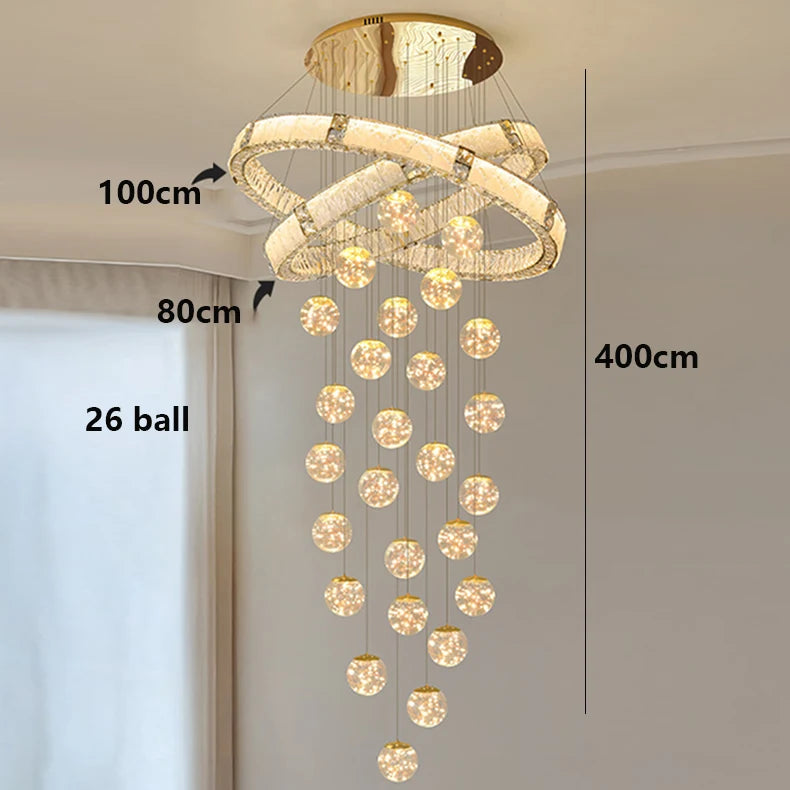 Chandelier with dimensions labeled on a neutral background