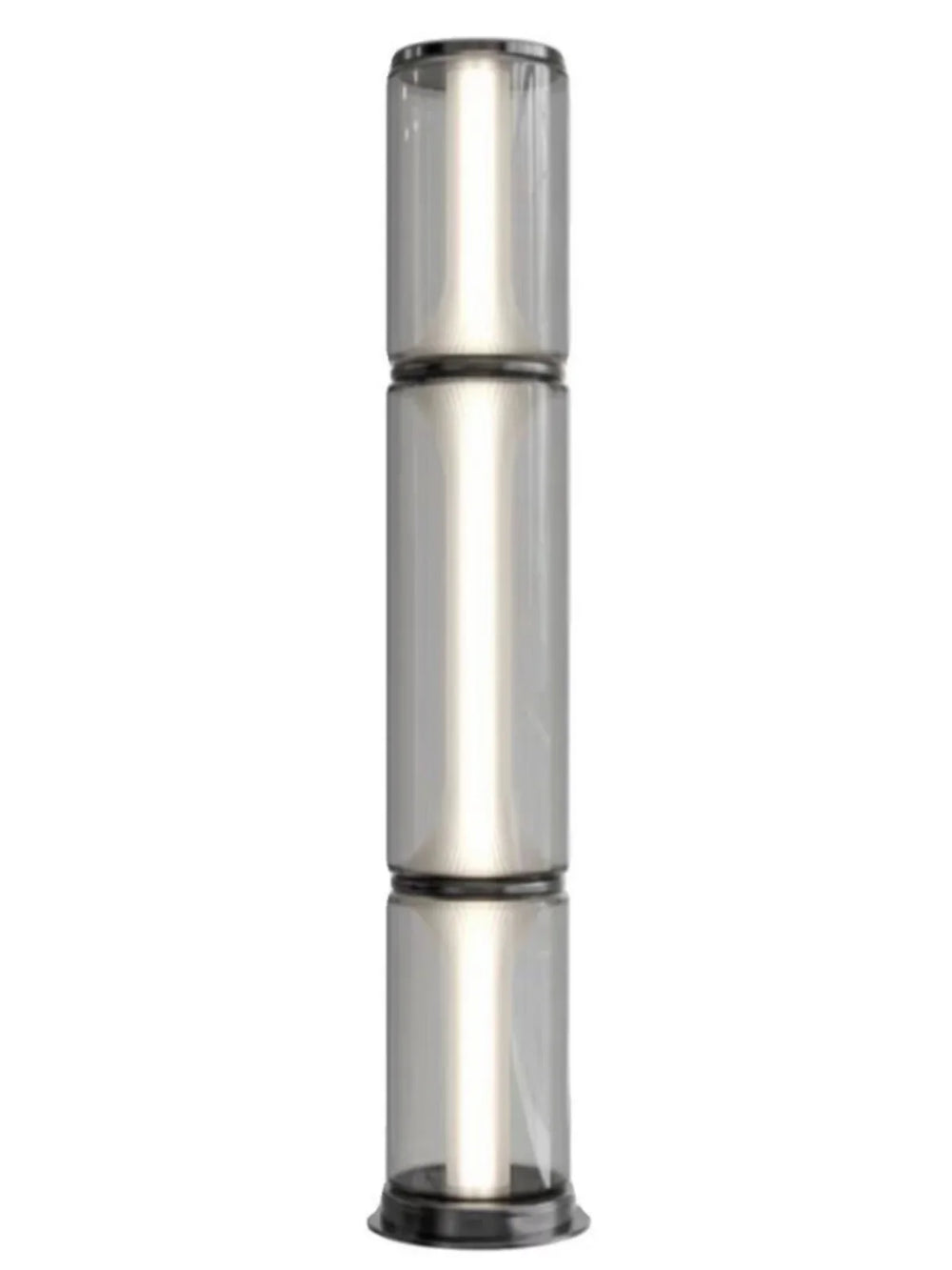 Cylindrical metal light fixture on a white background