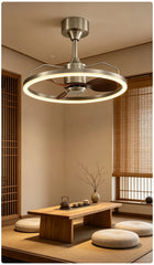 Brushed Nickel Ring Ceiling Fan Light Modern LED Chandelier