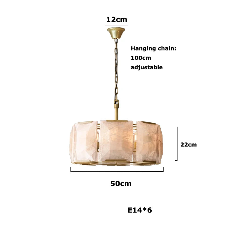 Chandelier with dimensions and specifications on a white background