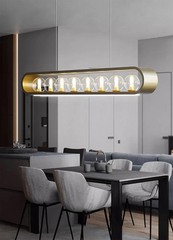 Modern Gold Oval Frame Pendant Light with Globe Glass Shades