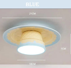Ceramic Rose Bud Flush Mount Ceiling Light with Frosted Bell Shades