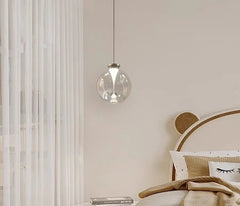 Glass Globe Pendant Light with Brushed Gold Metal Frame Accents