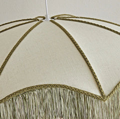 Boho Fabric Fringe Pendant Light White Umbrella Shape