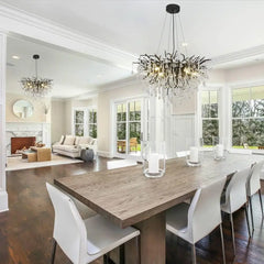 Modern Branch Crystal Chandelier with Teardrop Accents