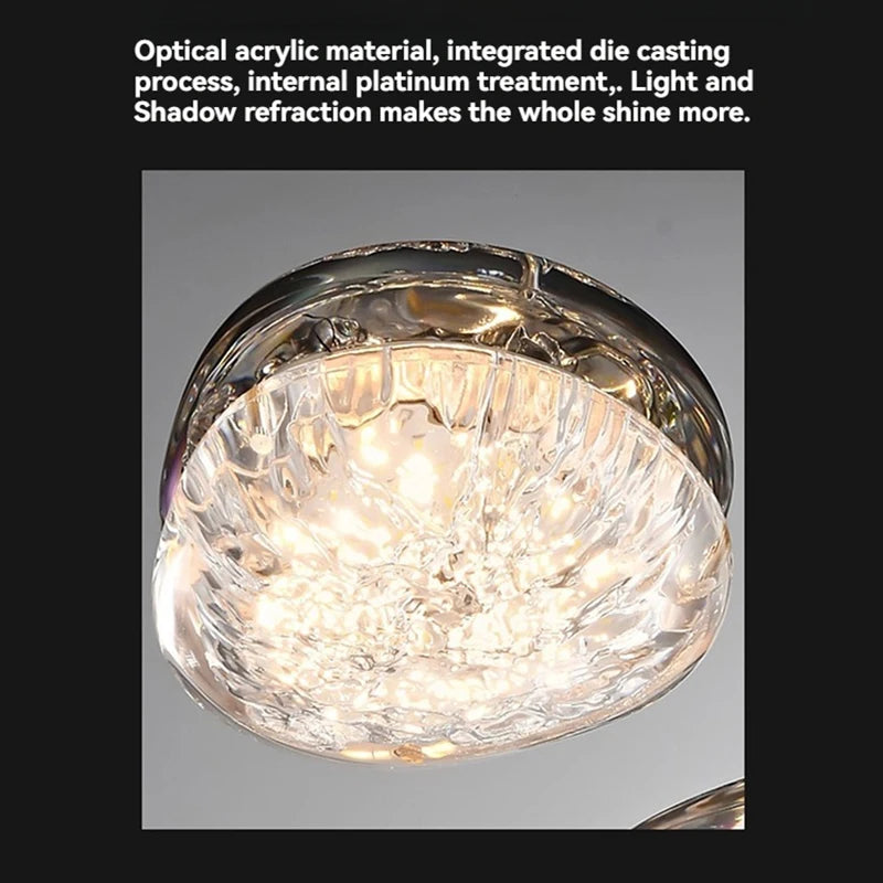 Flush mount ceiling light with multiple acrylic diffusers for corridor lighting