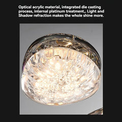 Flush mount ceiling light with multiple acrylic diffusers for corridor lighting