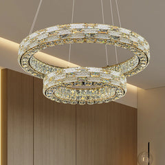 “Adjustable Nordic crystal ring chandelier for modern interior”